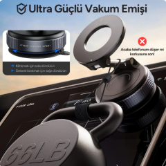 360 Dönebilen Ayarlanabilir Araç Içi Tutucu Kullanılabilen Vakumlu K007 Magsafe Telefon Tutucu